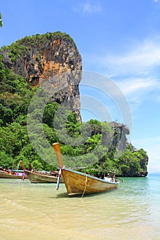 Long Tail boats on Railay beach - Krabi - Thailand