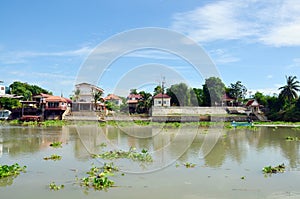 Long tail Fishing Boat in Chao Phraya River at Ayutthaya, Thailand