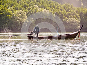 Long-tail fishing boat in Phang Nga Bay, Thailand