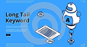 Long tail keyword banner with isometric robot