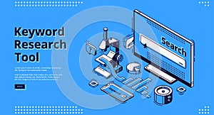 Long tail keyword isometric landing page, banner