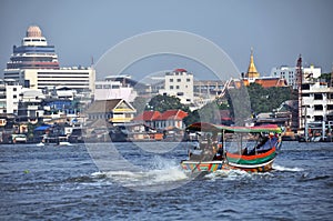 Long Tailed Boat on Chao Phraya River, Bangkok photo