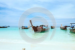 Long-tailed boat on Pattaya beach in Koh Lipe Thailand