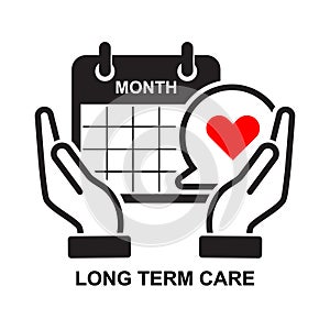 Long term care icon. Long term protect icon isolated on background