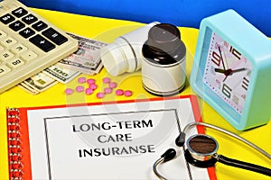 Long-term care insurance. A text label in the planning folder.