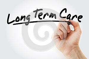 Long Term Care text with marker