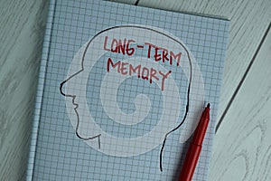 Long-Term Memory write on a book isolated on office desk