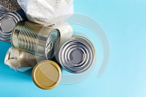 Long-term storage products close-up on a light background.