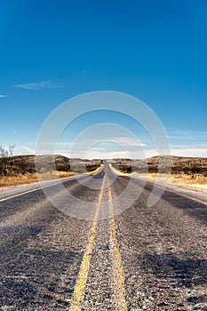 Long Texas Road disappearing into horizon