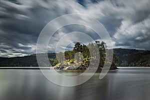 Long time exposure on Foldsjoen lake, middle Norway. Small island