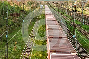 Long train waiting for departure nest other tracks - Amazing Romania