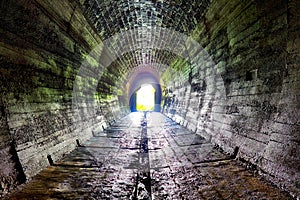 Long underground brick tunnel photo