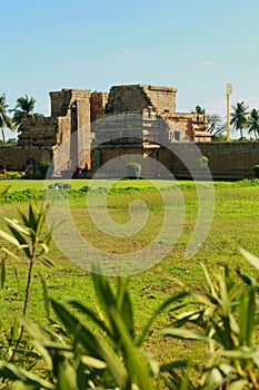 The long view of the ancient Brihadisvara Temple entrance in Gangaikonda Cholapuram, india. photo