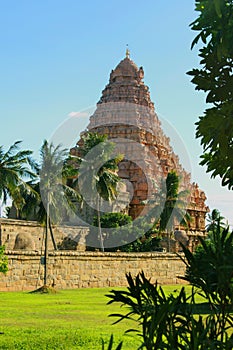 The long view of the ancient Brihadisvara Temple tower in Gangaikonda Cholapuram, india. photo