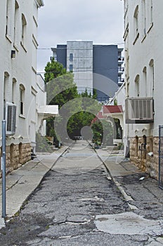 A long view of the back city streets