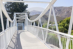 Long view down Montagu suspension bridge in South Africa