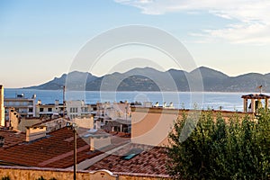 Long view to the Mediteraneean sea from a hill in Cannes