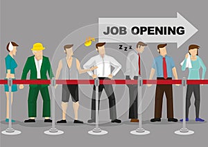 Long Waiting in Line for Job Employment Vector Illustration