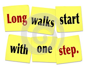 Long Walks Start With One Step Saying Quote Sticky Notes