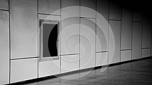 Long walkway between buildings.