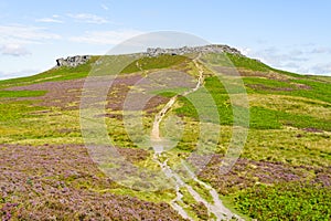 Long winding path to Higger Tor on a summer day in Derbyshire