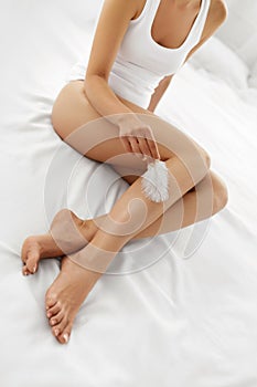 Long Woman Legs With Beautiful Soft Skin. Beauty Body Care