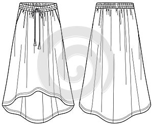 long woman skirt with elasticized waistband