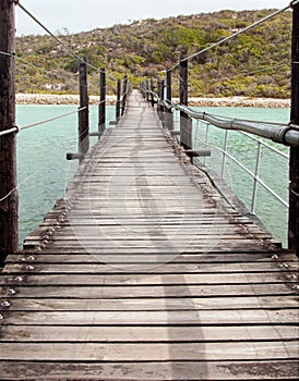 Long Wooden Suspension bridge