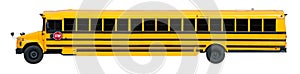 Long Yellow School Bus Banner Isolated on White
