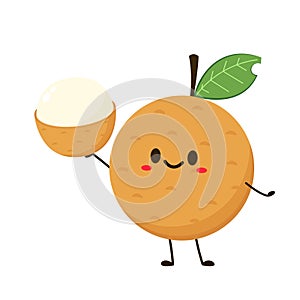 Longan cartoon vector. Summer tropical fruits for healthy lifestyle.