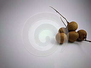 longan fruit is still fresh, fruit that contains a lot of gallic acid and ellagic acid, white background