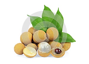 longan with leaf isolated isolated on white