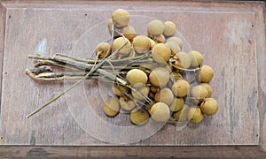 Longan Thai fruit on the wood