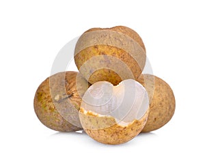 Longan, tropical fruit isolated on white