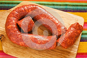Longaniza mexicana, traditional pork sausage in mexico, mexican food photo