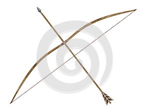 Longbow crossed arrow 3d rendering