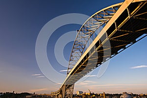 Longest arched bridge Fremont Portland Oregon Willamette River photo