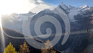 Longest suspended bridge ever made. Zermatt, Switzerland