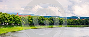 Longest european linden alley in Uzhgorod panorama