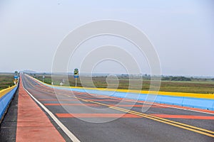 The longest road bridge in Phatthalung, Thailand.