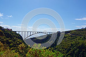 The longest single span bridge in Europe crossing the valley leading from Los Tilos in Canary islands near to Los Sauces, La Palma