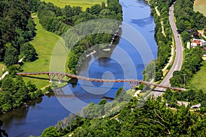 Longest wooden bridge in Europe- Essing, Bavaria, Germany-river Altmuehl