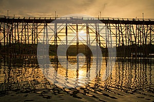 The longest wooden bridge with the morning light.