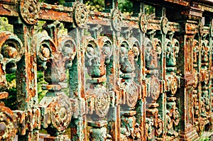 Longfellow bridge old iron railing.