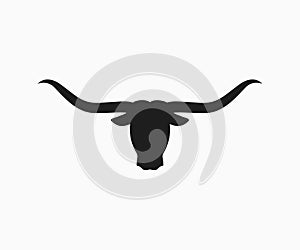 Longhorn silhouette vector icon. Bull head silhouette icon vector template