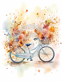 Longing - A Watercolor Painting Of A Bicycle With Flowers In A Basket