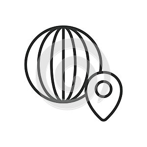 Longitude, icon in line design. Longitude, meridian, geography, coordinates, navigation, globe, earth on white