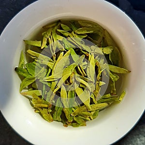 Longjing - dragonwell chinese green tea in gaiwan
