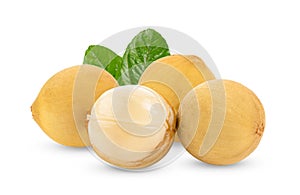Longkong langsart fruit with leaf isolated on white photo