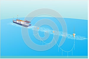 Longline fishing operation illustration